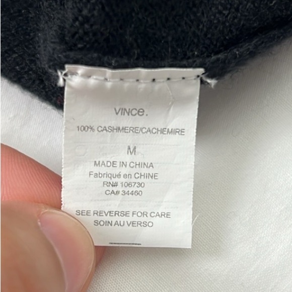 Vince Women’s Medium 100% Cashmere Black Open Front Pockets Long Cardigan - Picture 6 of 7